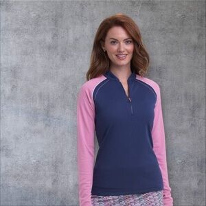 EP NEW YORK LONG SLEEVE MANDARIN COLLAR ZIP POLO SIZE S. Golf